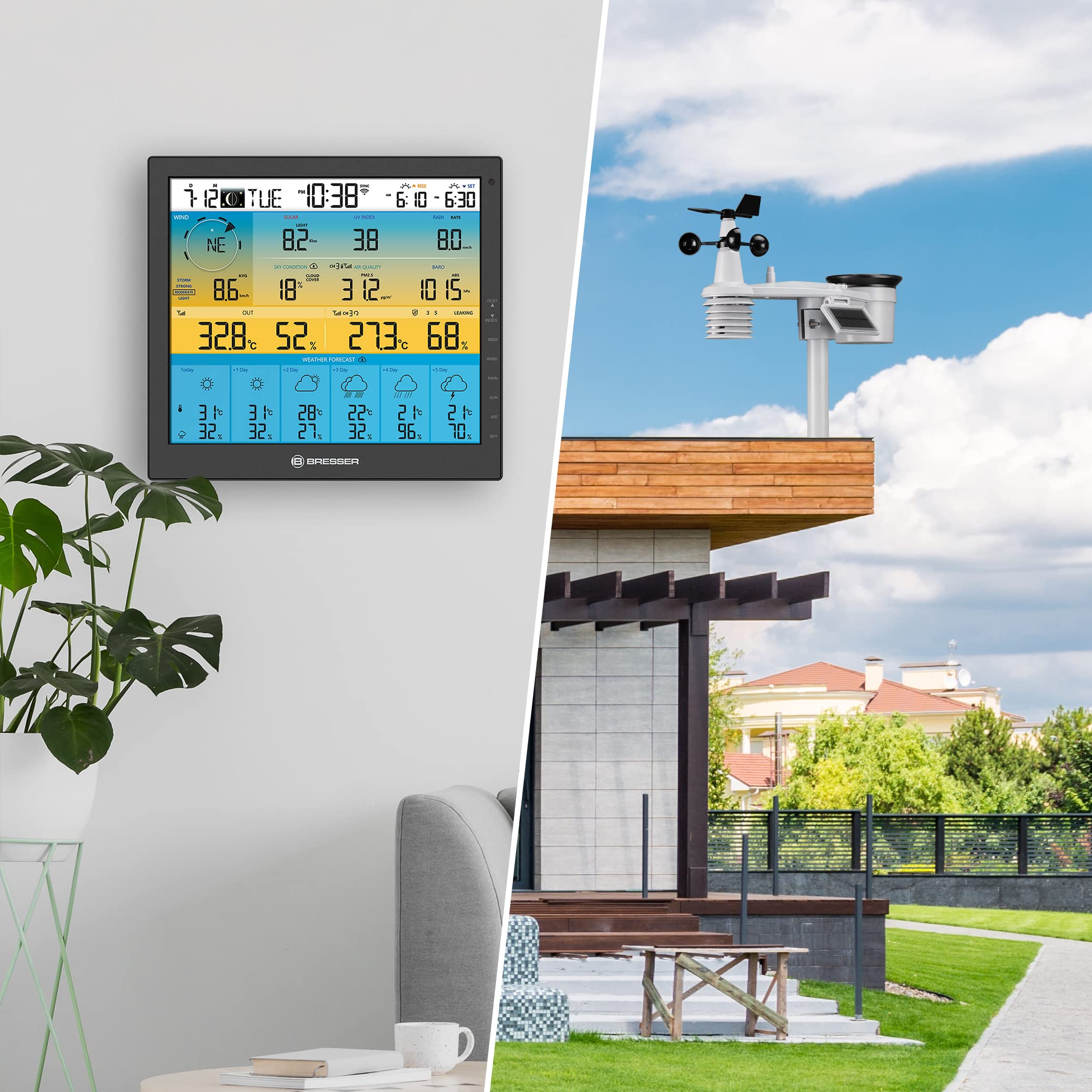 bresser-4cast-pro-sf-station-m-t-o-wlan-solaire-capteur-7-en-1-pr-visions-6-jour image 6