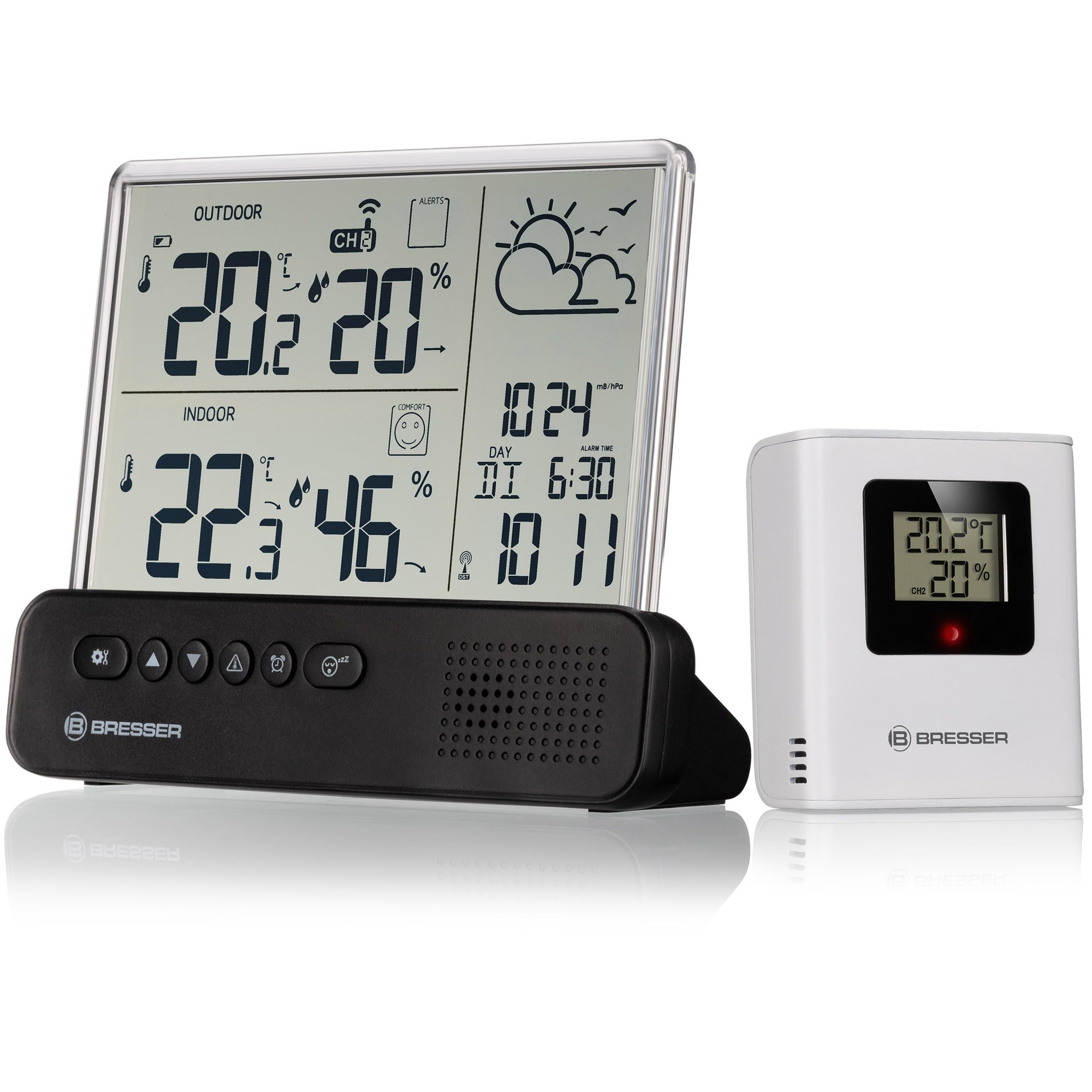 bresser-translucidus-nv-station-m-t-o-radio-avec-capteur-ext-rieur-cran-transpar image 1