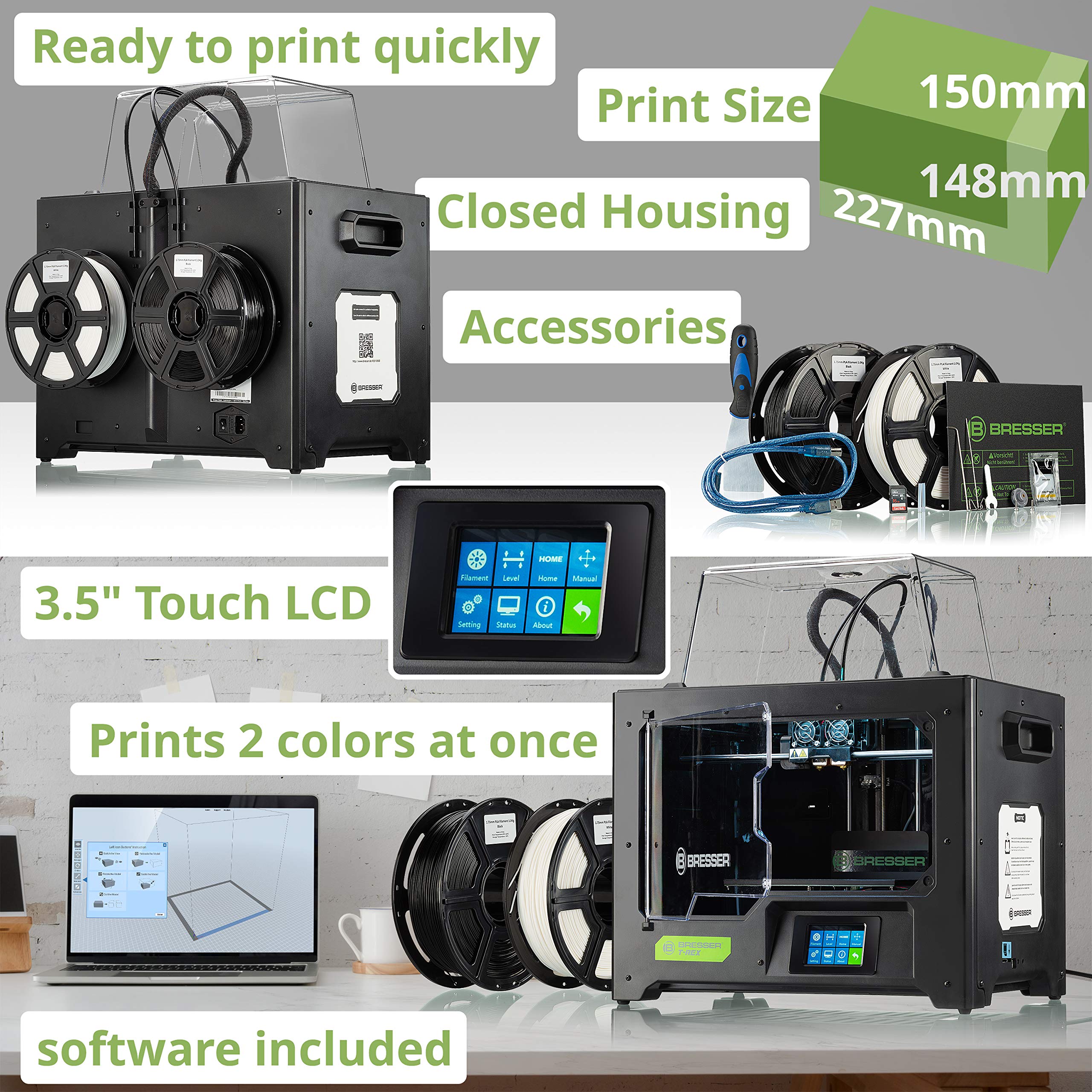 bresser-t-rex-imprimante-3d-fff-wlan-double-extrudeuse-bicolore-227-x-148-x-150- image 3