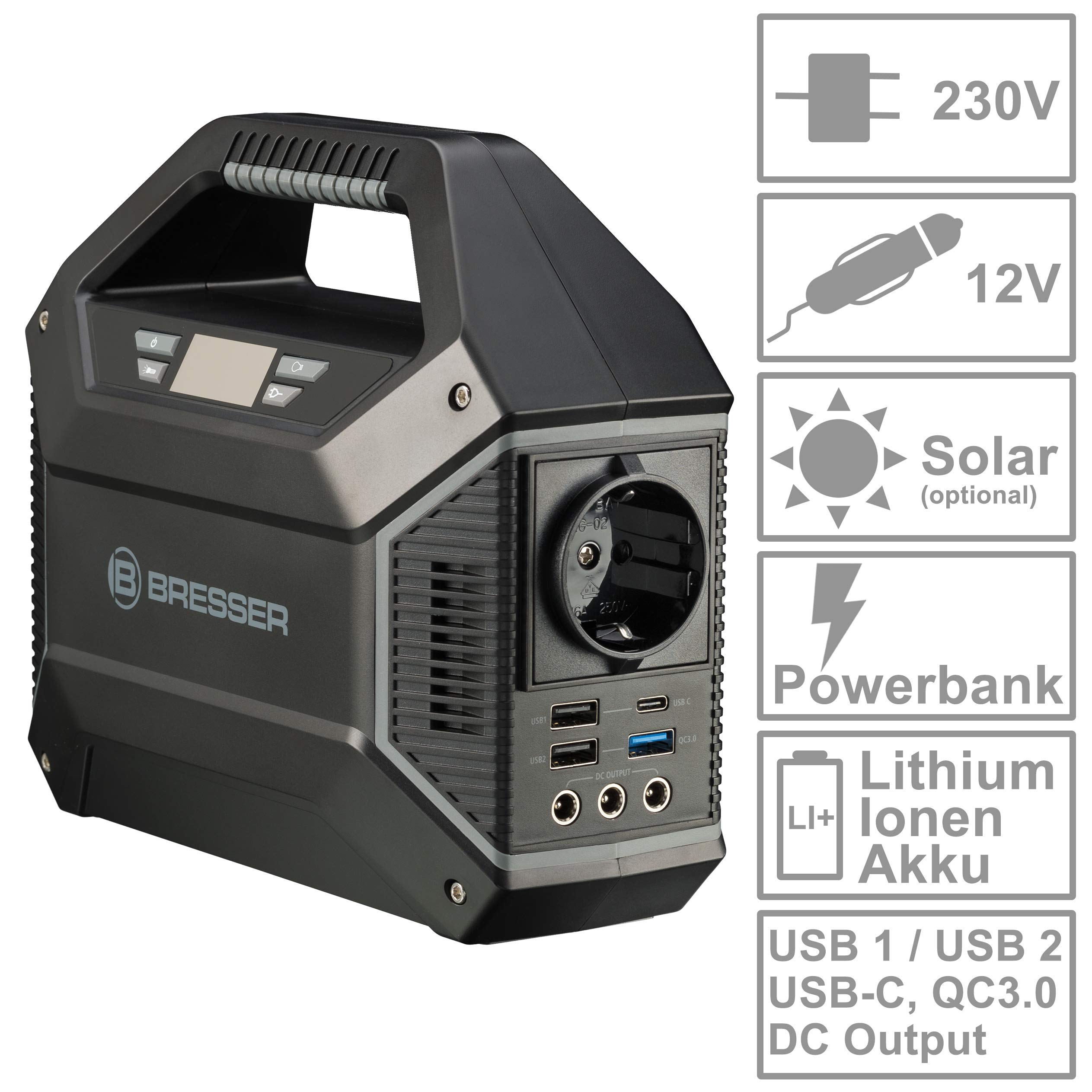bresser-station-d-alimentation-mobile-100-w-155-wh-3-ports-usb-et-sortie-230-v-p image 2