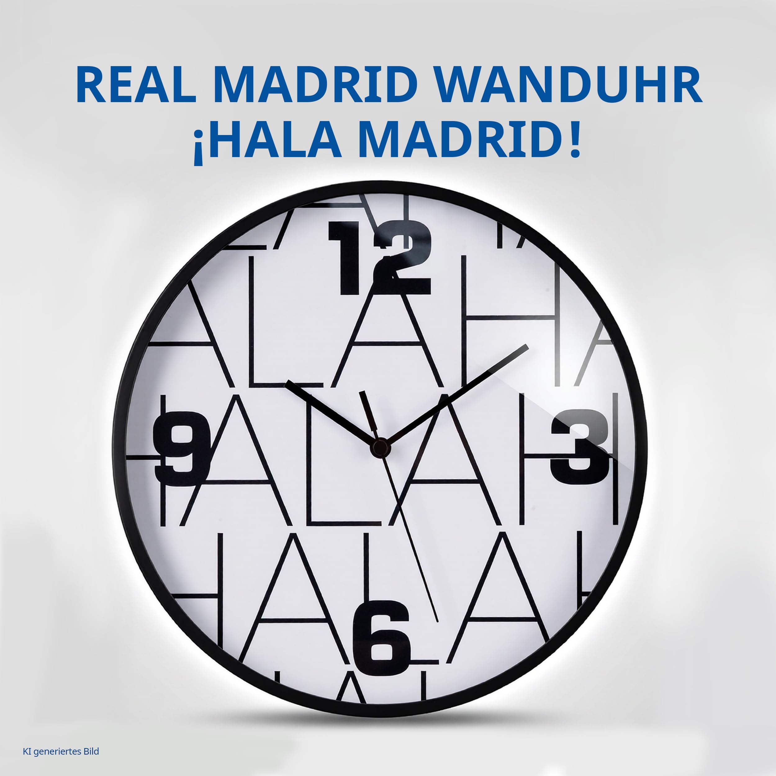 bresser-horloge-murale-real-madrid-25-cm-hala-madrid-noir-et-blanc image 2