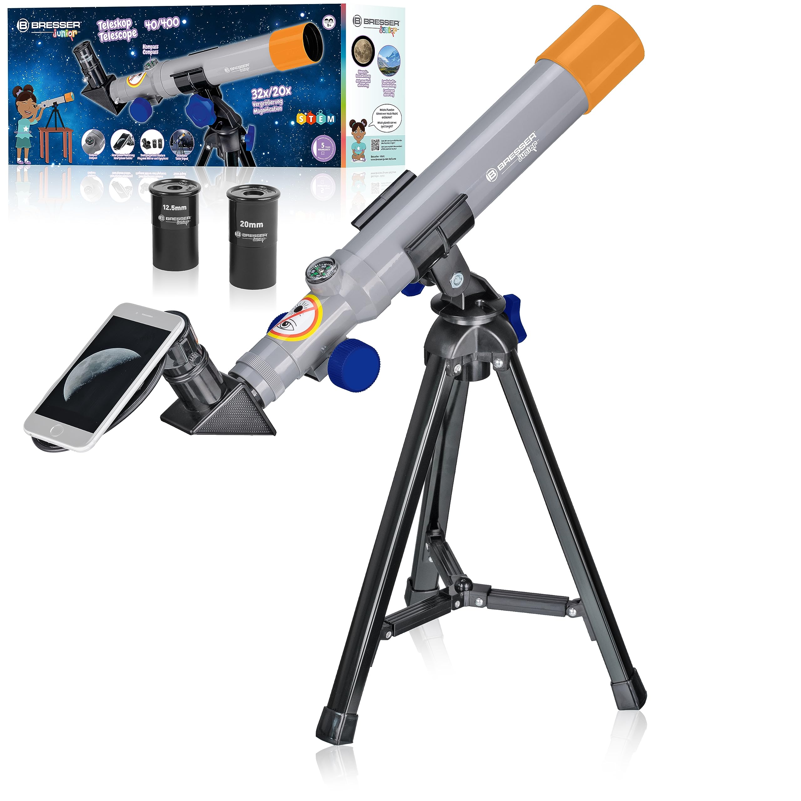 bresser-junior-8840350-t-lescope-r-fracteur-pour-enfants-20x-32x-avec-tr-pied-de image 1