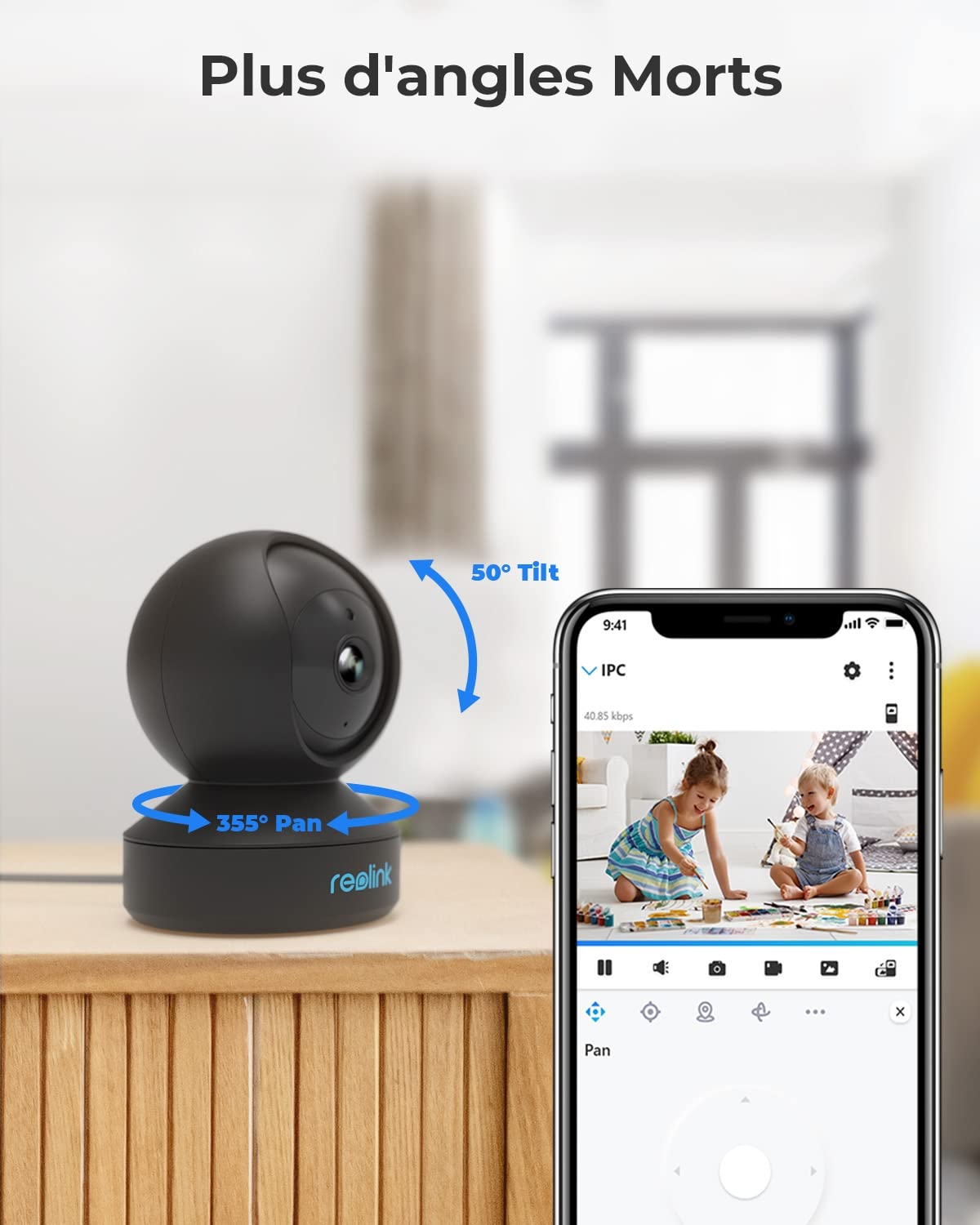 reolink-e1-noire-cam-ra-de-surveillance-wifi-int-rieure-3mp-2k-ptz-b-b image 5