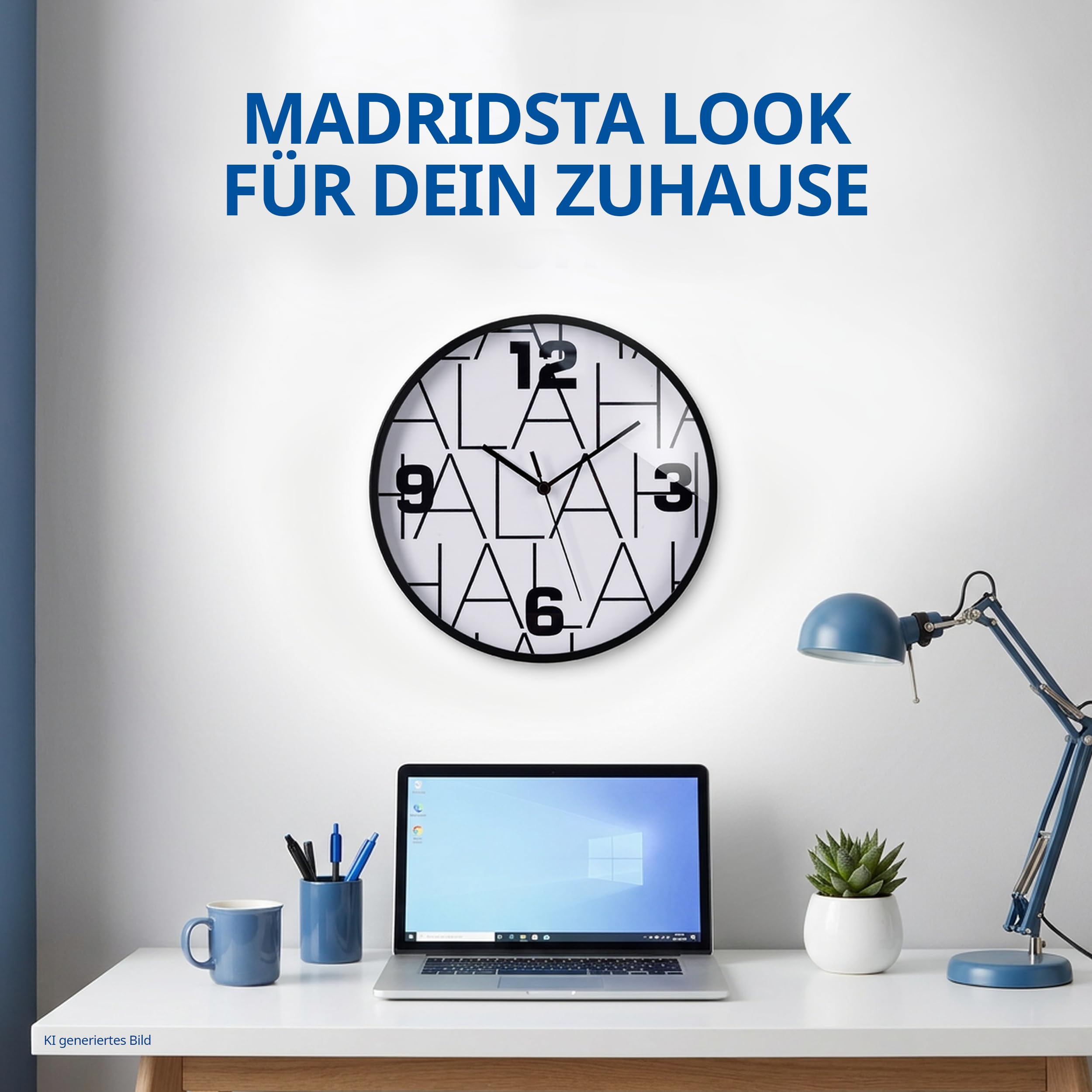 bresser-horloge-murale-real-madrid-25-cm-hala-madrid-noir-et-blanc image 4