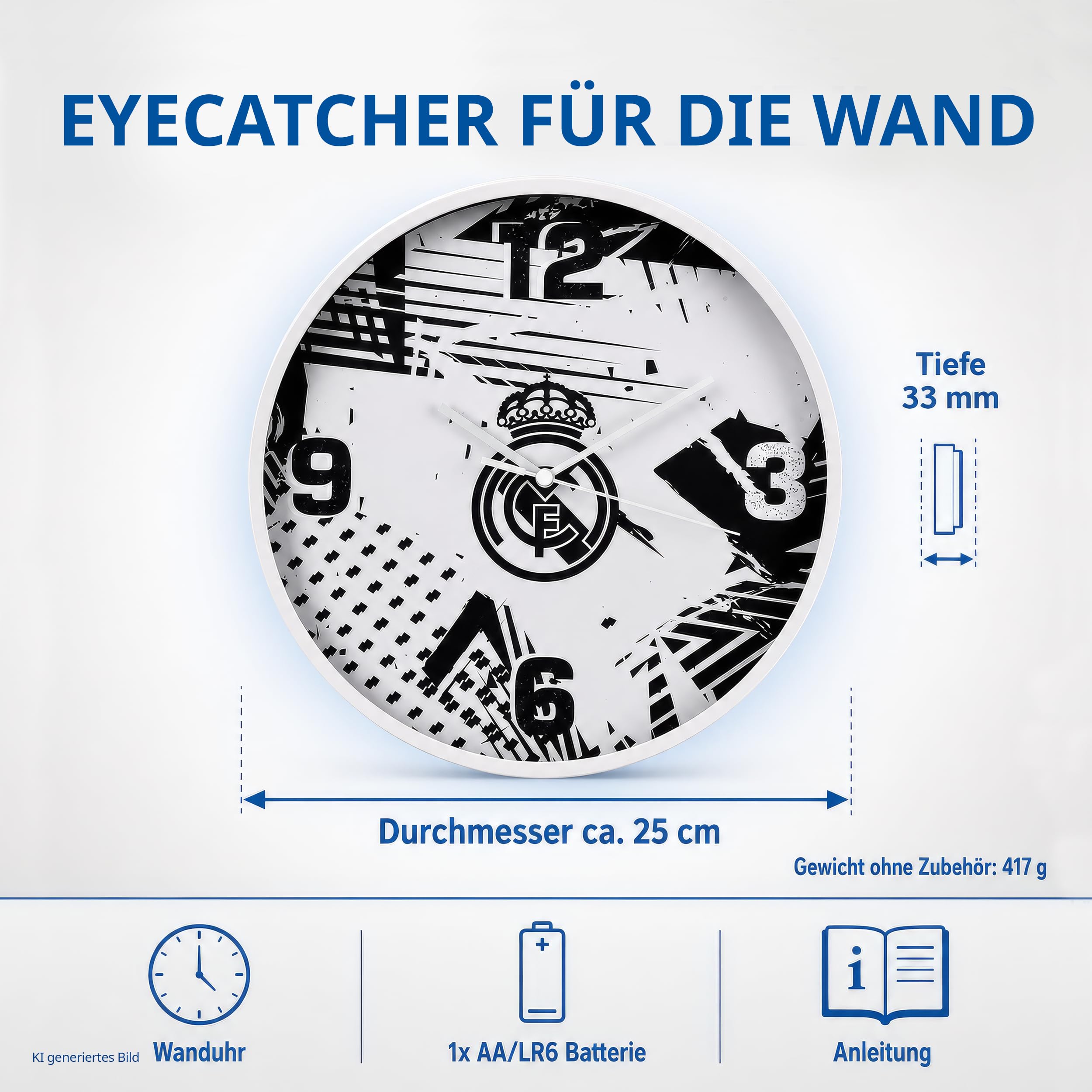bresser-horloge-murale-real-madrid-25-cm-funky-design-urbain image 7