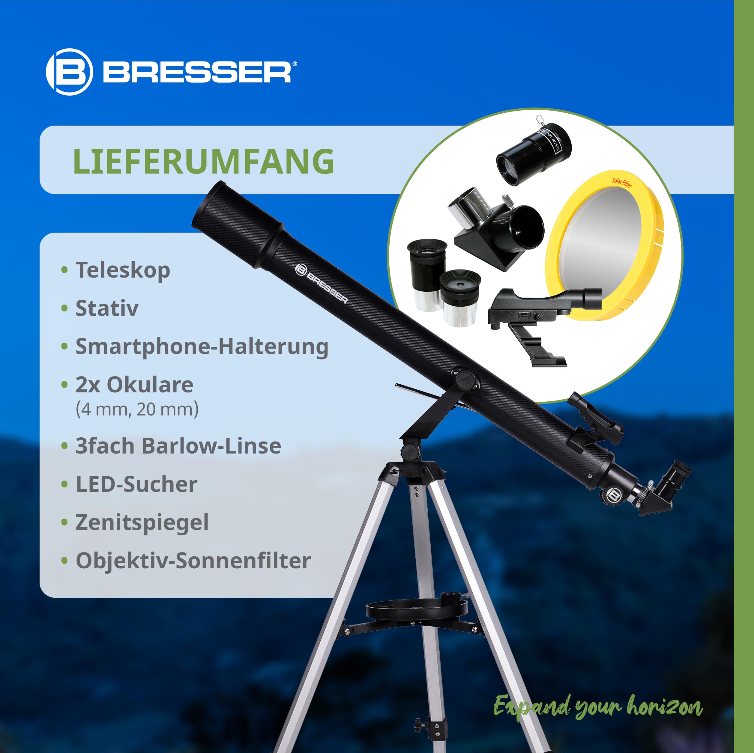 bresser-sirius-70-900-az-t-lescope-r-fracteur-avec-adaptateur-smartphone image 8