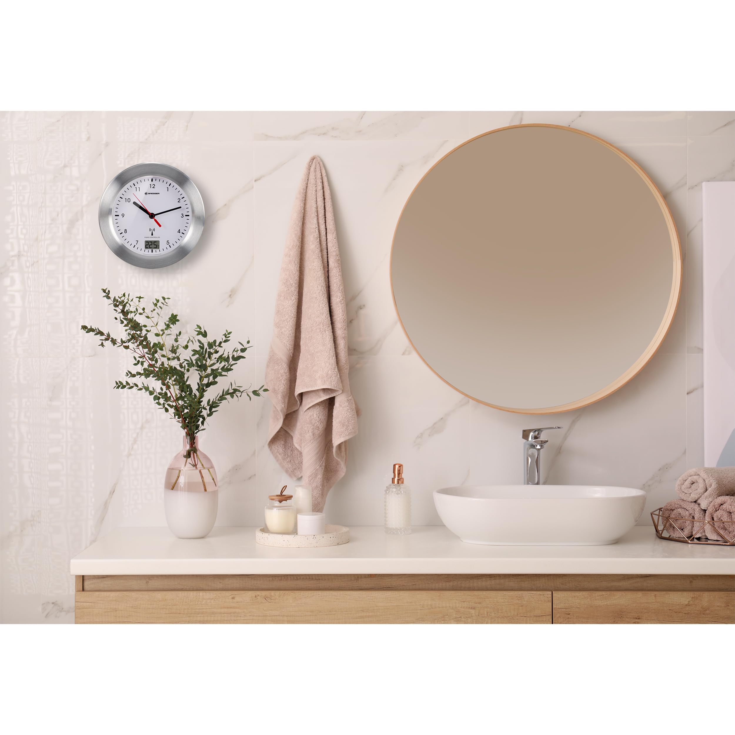 bresser-mytime-bath-horloge-murale-radio-pilot-e-avec-temp-rature-blanc-argent image 7