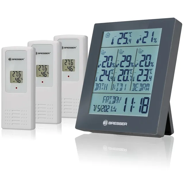 bresser-temeo-hygro-quadro-neo-thermo-hygrom-tre-4-points-de-mesure-gris image 1