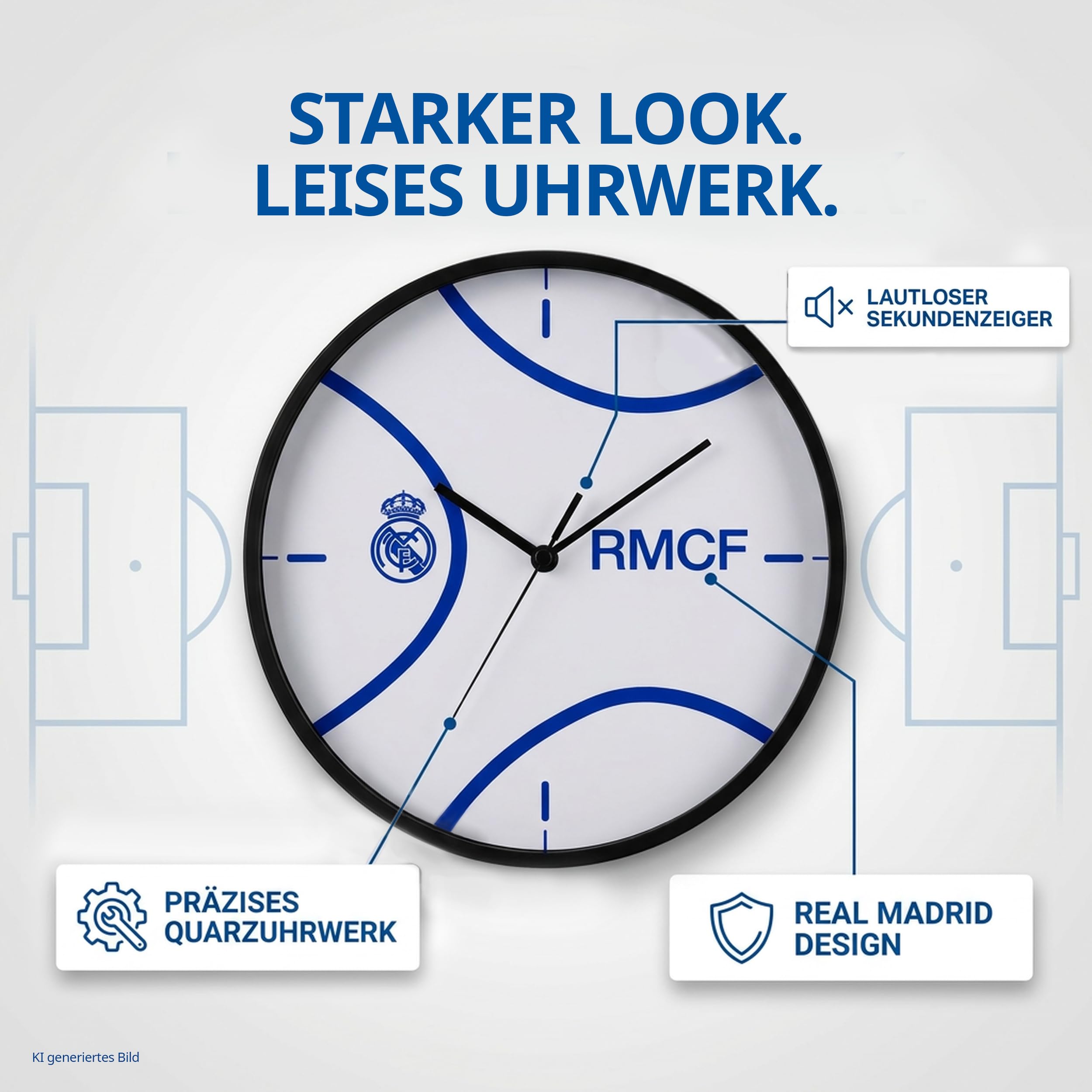 bresser-horloge-murale-real-madrid-25-cm-mouvement-quartz-silencieux image 2