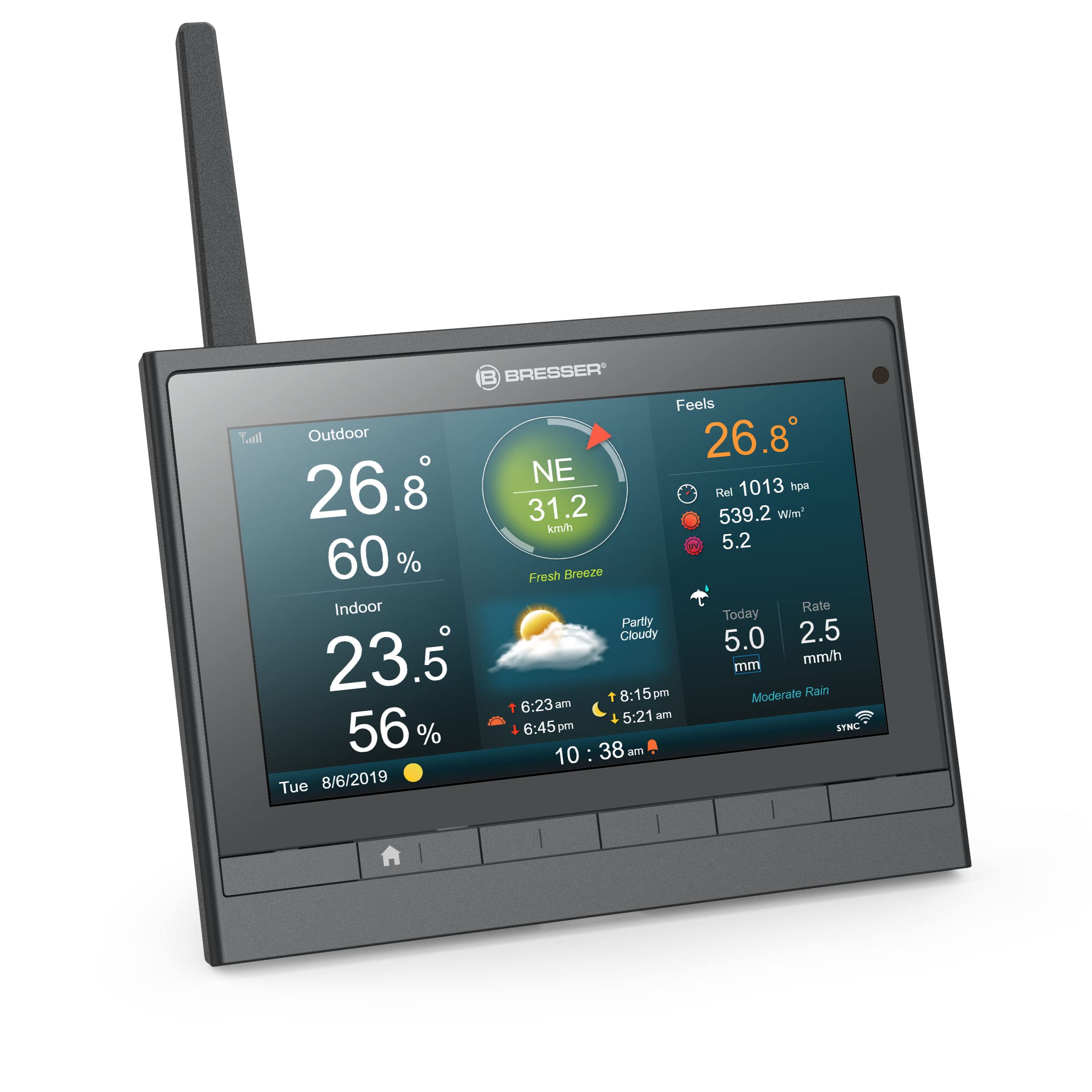 bresser-meteochamp-hd-centrale-m-t-o-wifi-7-en-1-led-cran-couleur-17-8-cm-capteu image 5