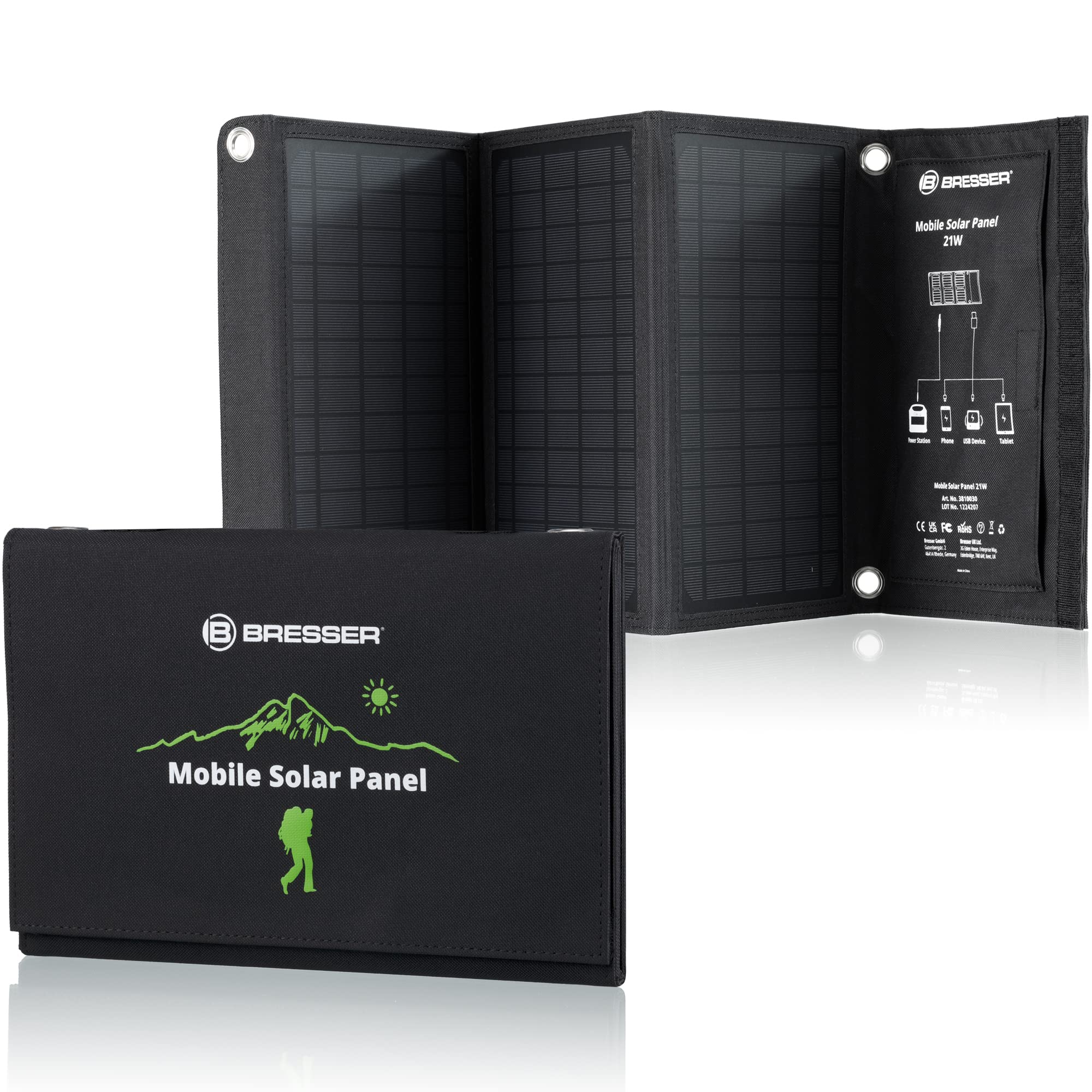 bresser-chargeur-solaire-portable-pliable-21-w-solarix-avec-usb-a-et-sortie-dc image 1