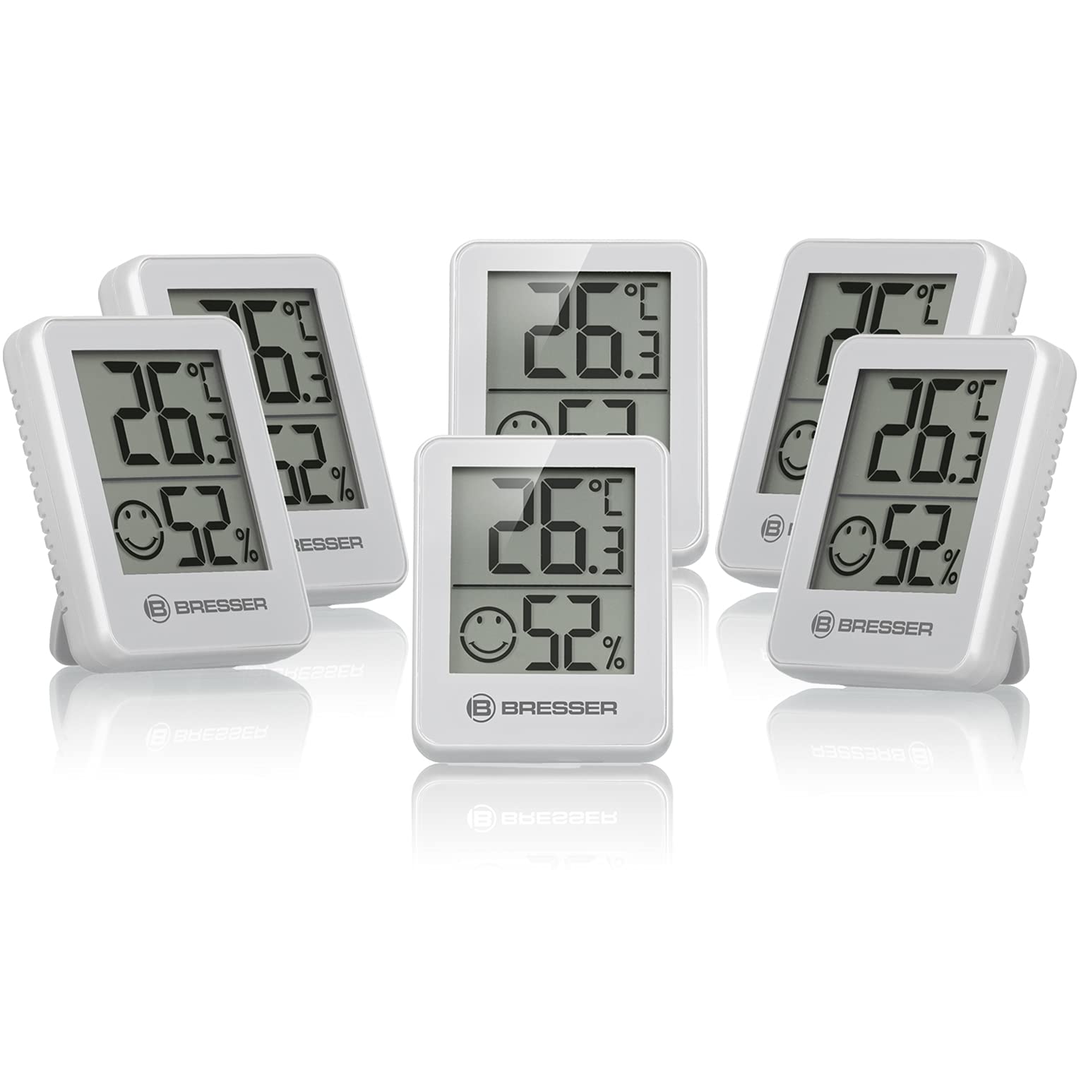 bresser-temeo-hygro-lot-de-6-indicateurs-thermo-hygrom-tres-blanc-int-rieur-mura image 1