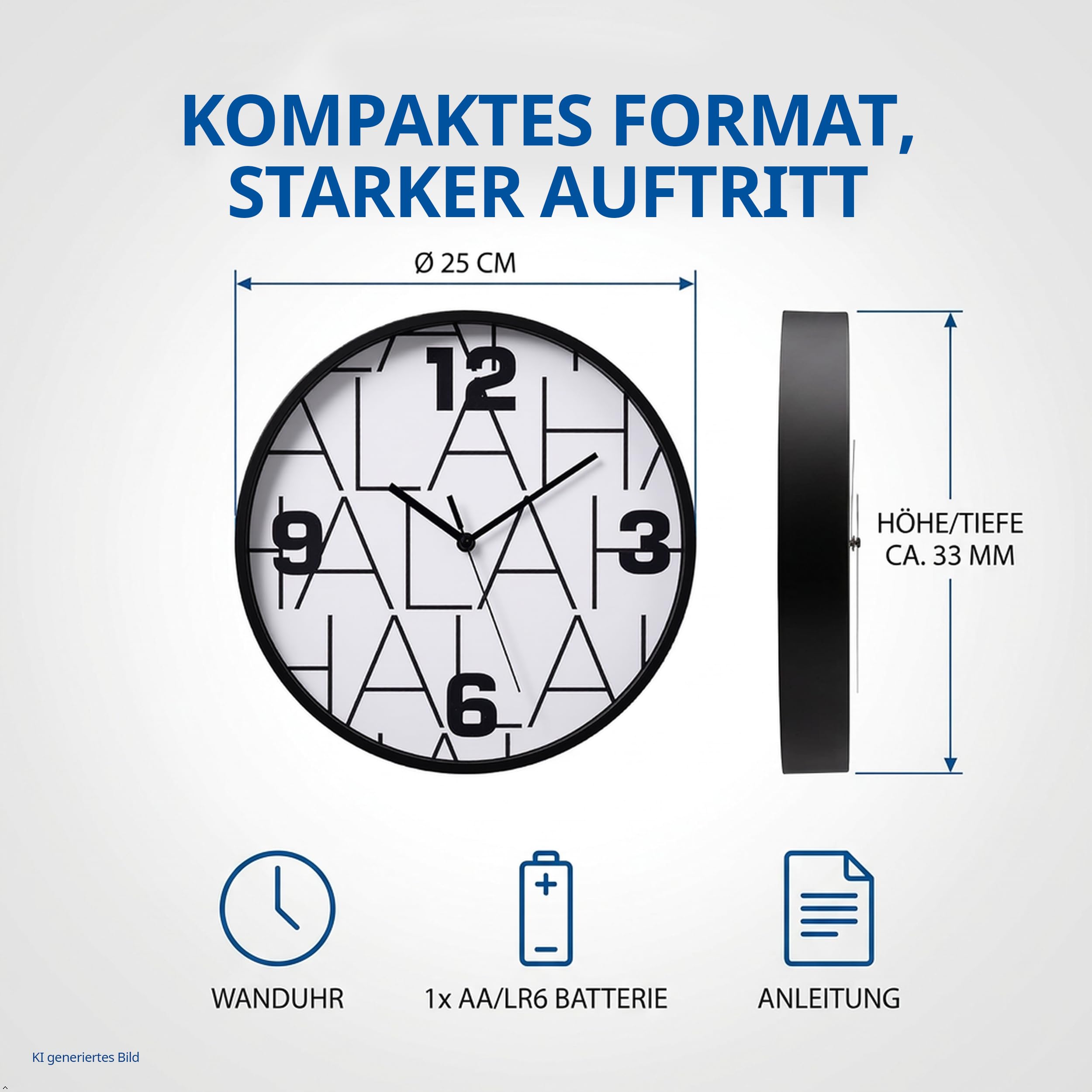 bresser-horloge-murale-real-madrid-25-cm-hala-madrid-noir-et-blanc image 7