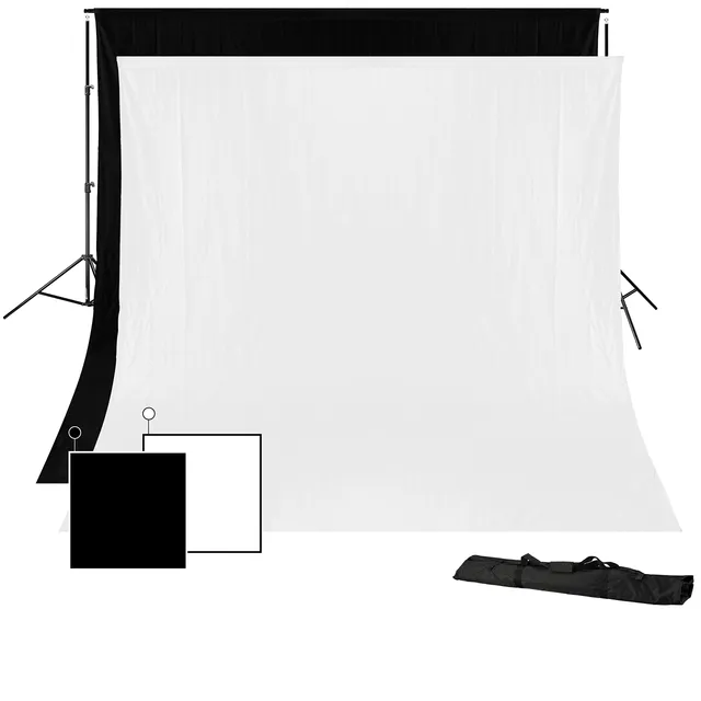 bresser-kit-syst-me-de-fond-300-cm-2-toiles-coton-3-x-4-m-noir-blanc image 1