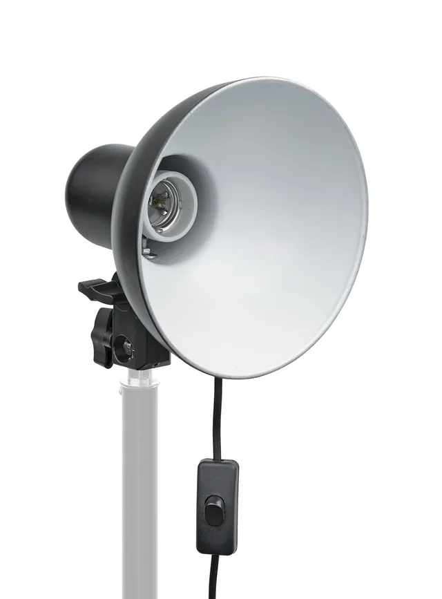 bresser-support-lampe-studio-e27-avec-r-flecteur-15-5-cm-t-te-inclinable-noir image 1