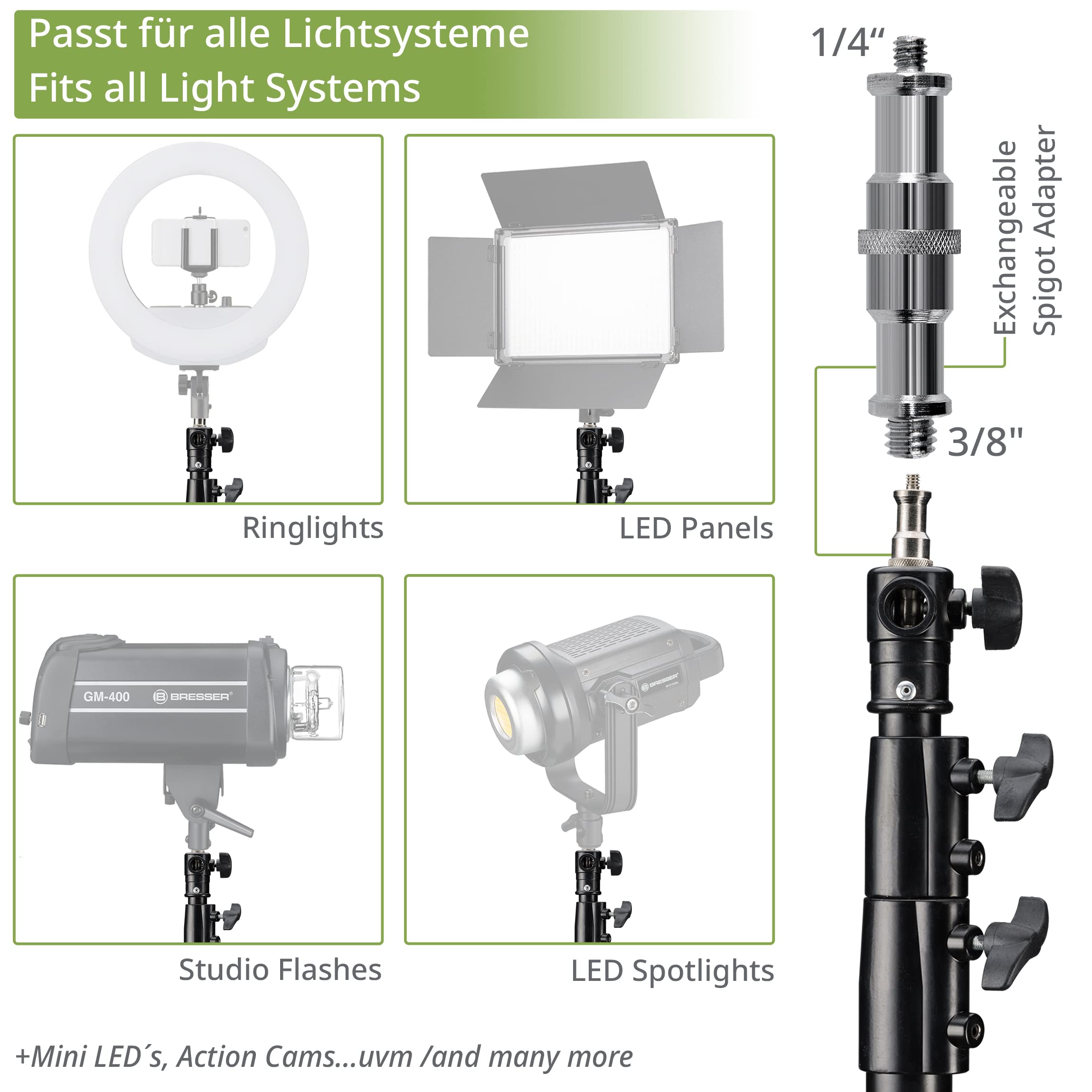 bresser-br-tp280-tr-pied-d-clairage-aluminium-120-280-cm-pneumatique-noir image 2