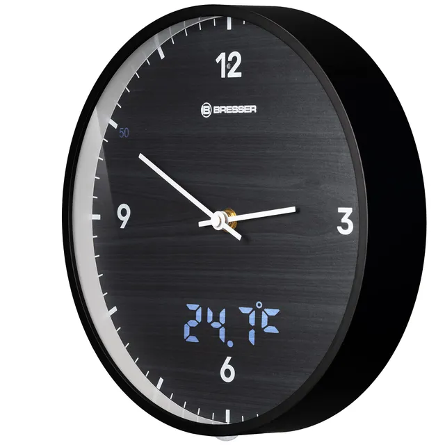 bresser-mytime-horloge-murale-radio-pilot-e-led-24-cm-avec-temp-rature-int-rieur image 1