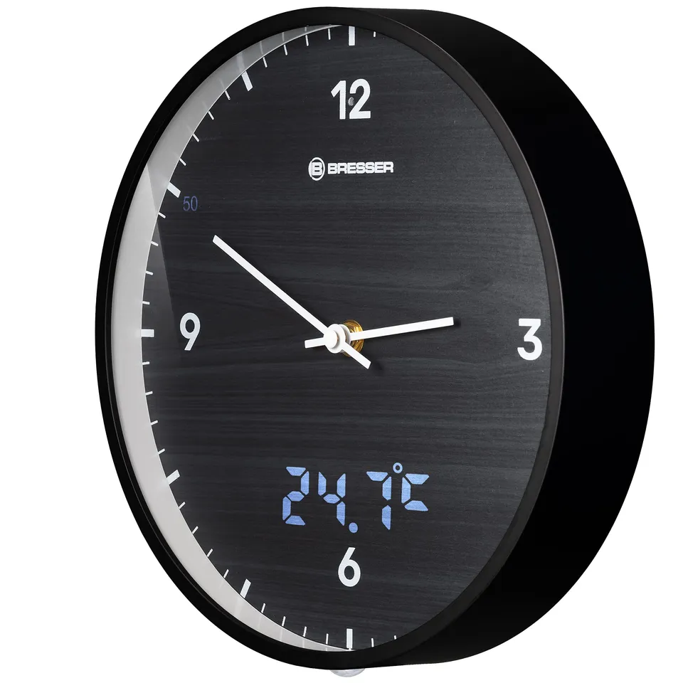 bresser-mytime-horloge-murale-radio-pilot-e-led-24-cm-avec-temp-rature-int-rieur image 1