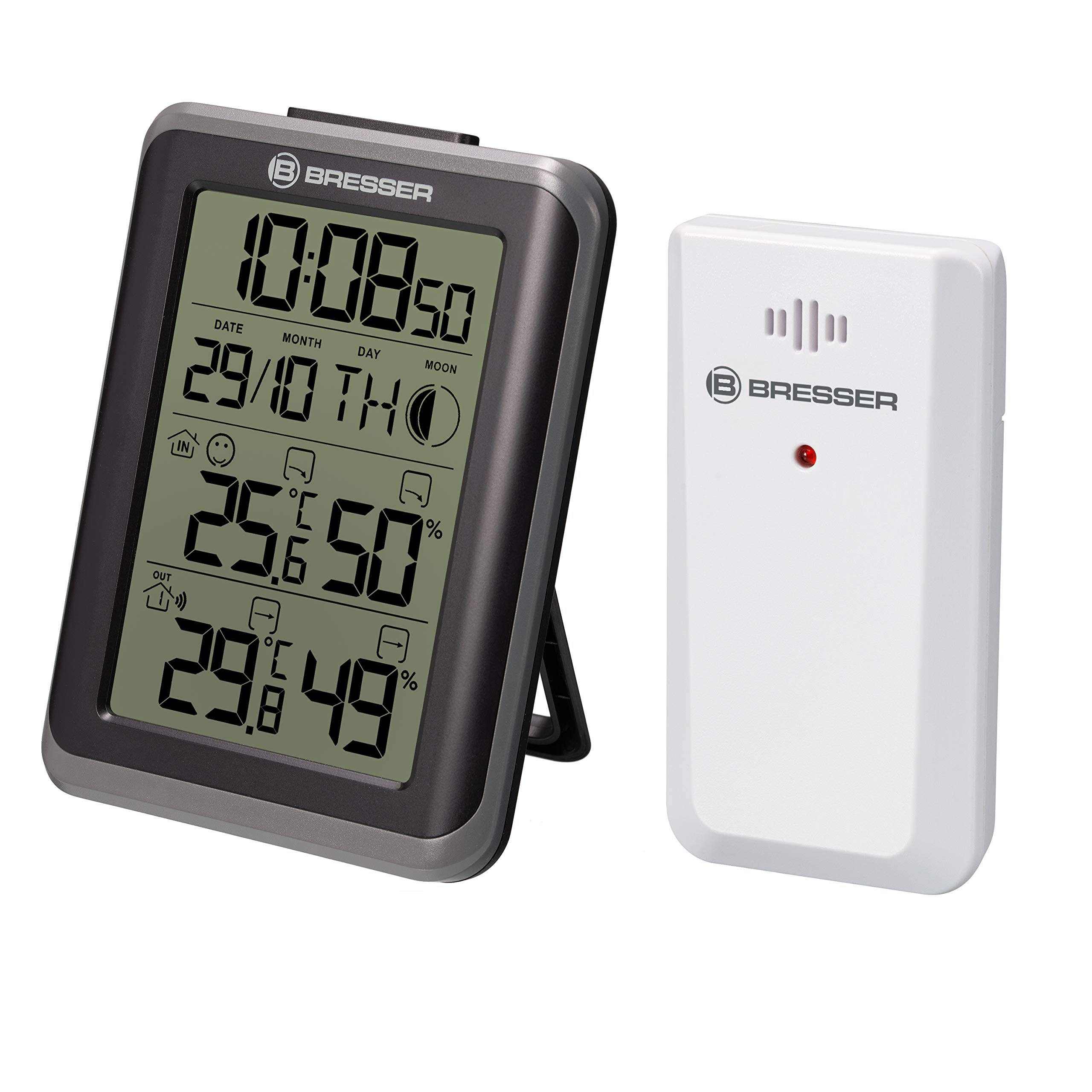 bresser-myclimate-thermo-hygrom-tre-avec-heure-date-phases-lune-et-r-veil-noir image 1