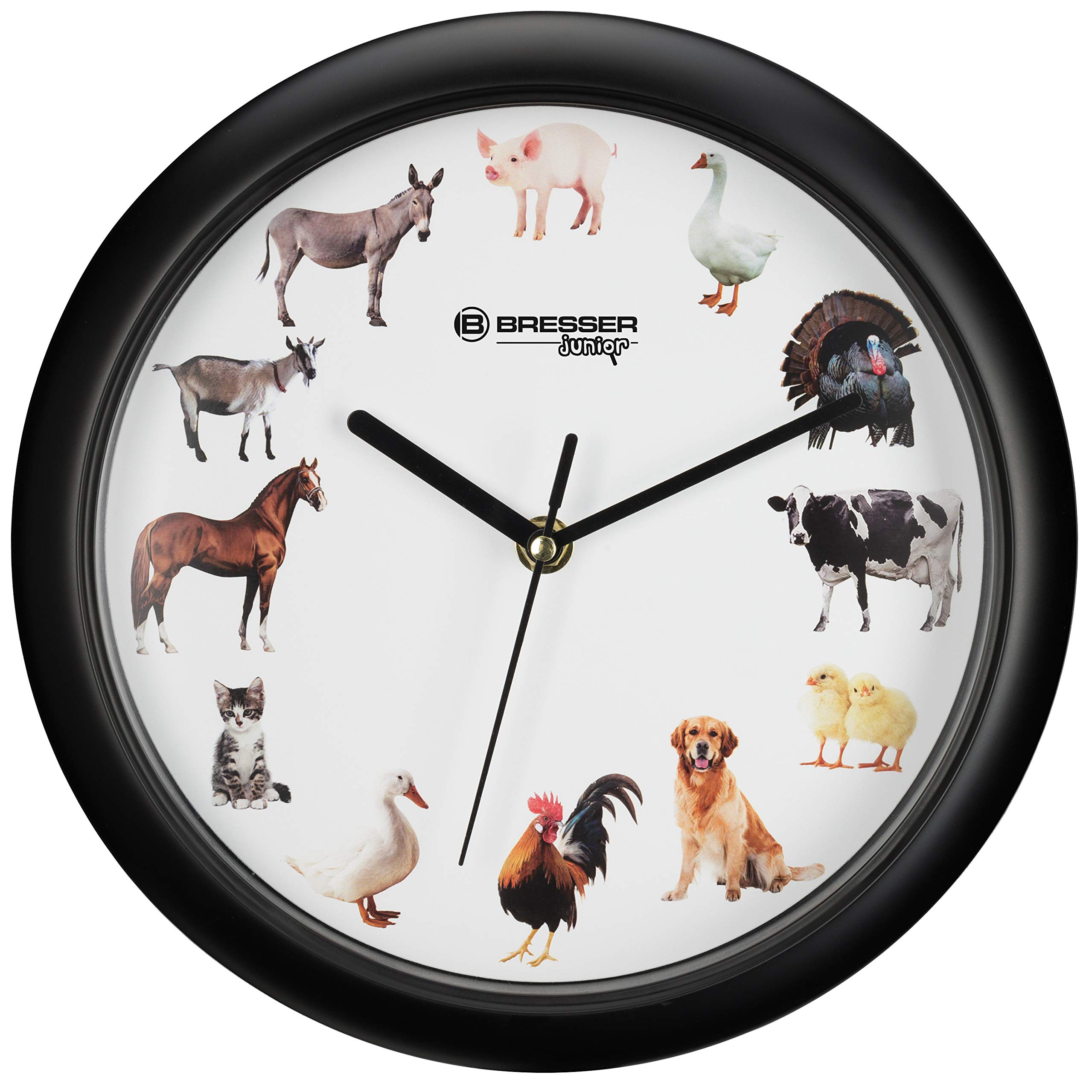 bresser-8880801-horloge-murale-enfant-avec-12-cris-d-animaux-25-cm image 2