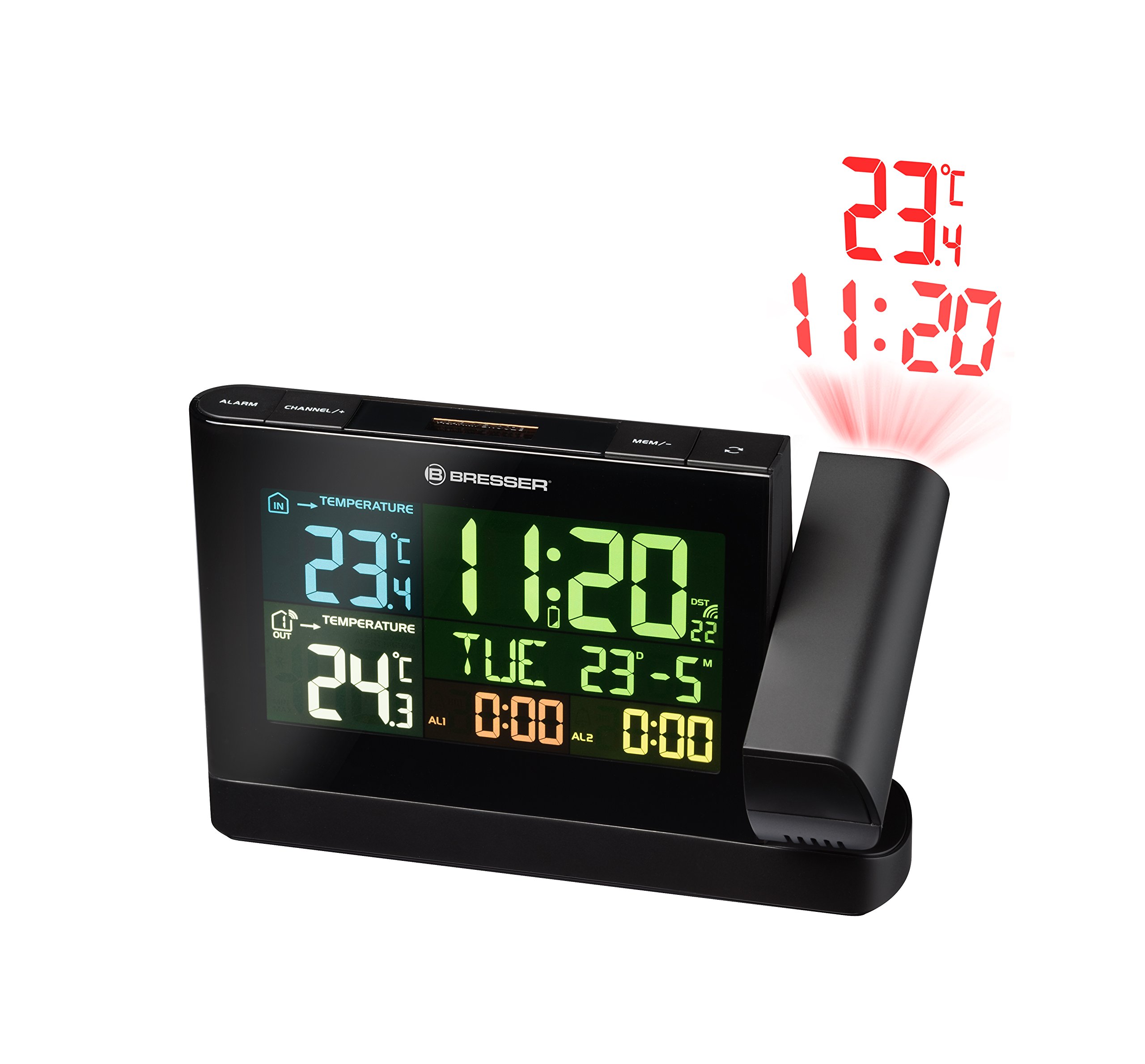 bresser-horloge-de-projection-radio-avec-cran-couleur-et-capteur-ext-rieur image 2