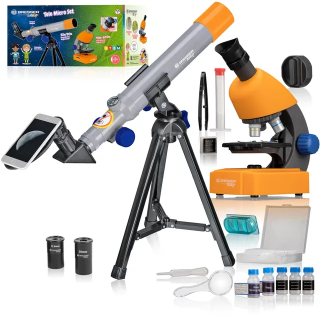 bresser-junior-microscope-40x-640x-led-sur-piles-t-lescope-40-400-d-butant image 1