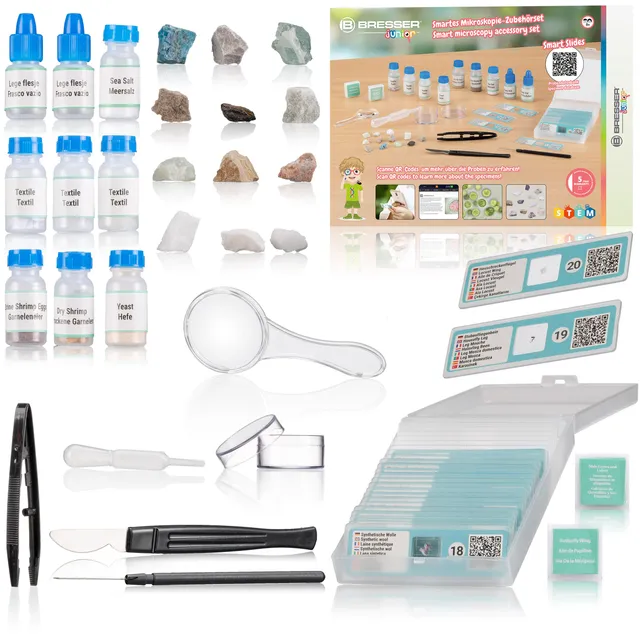 bresser-junior-kit-accessoires-microscope-intelligent-enfant-pierres-qr image 1
