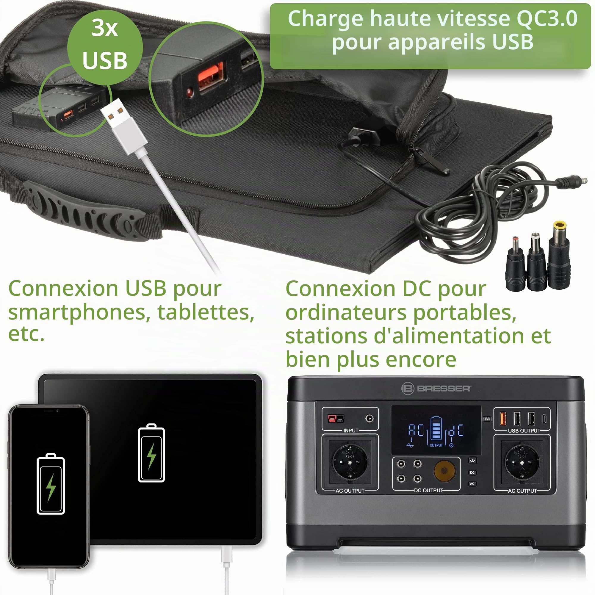 bresser-chargeur-solaire-portable-90w-pliable-usb-a-sortie-dc image 8