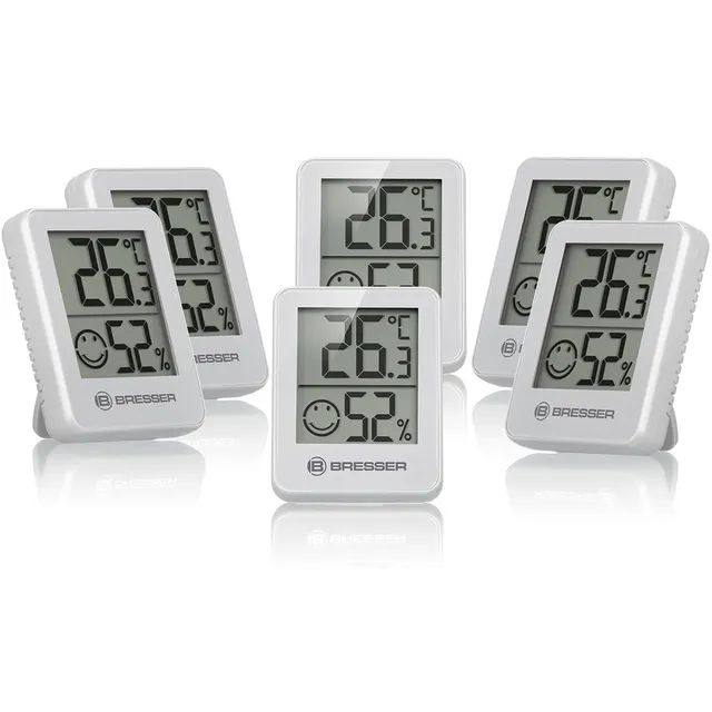 bresser-temeo-hygro-lot-de-6-indicateurs-thermo-hygrom-tres-blanc-int-rieur-mura image 1