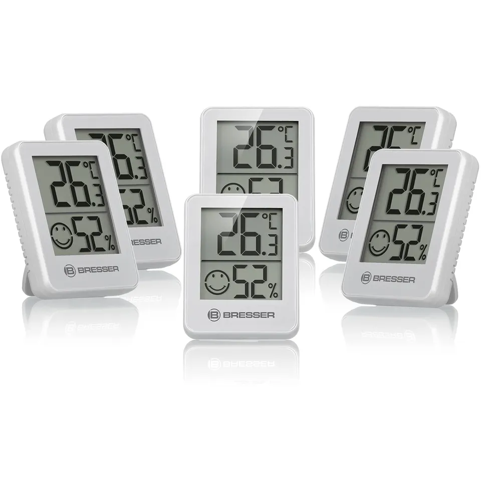 bresser-temeo-hygro-lot-de-6-indicateurs-thermo-hygrom-tres-blanc-int-rieur-mura image 1