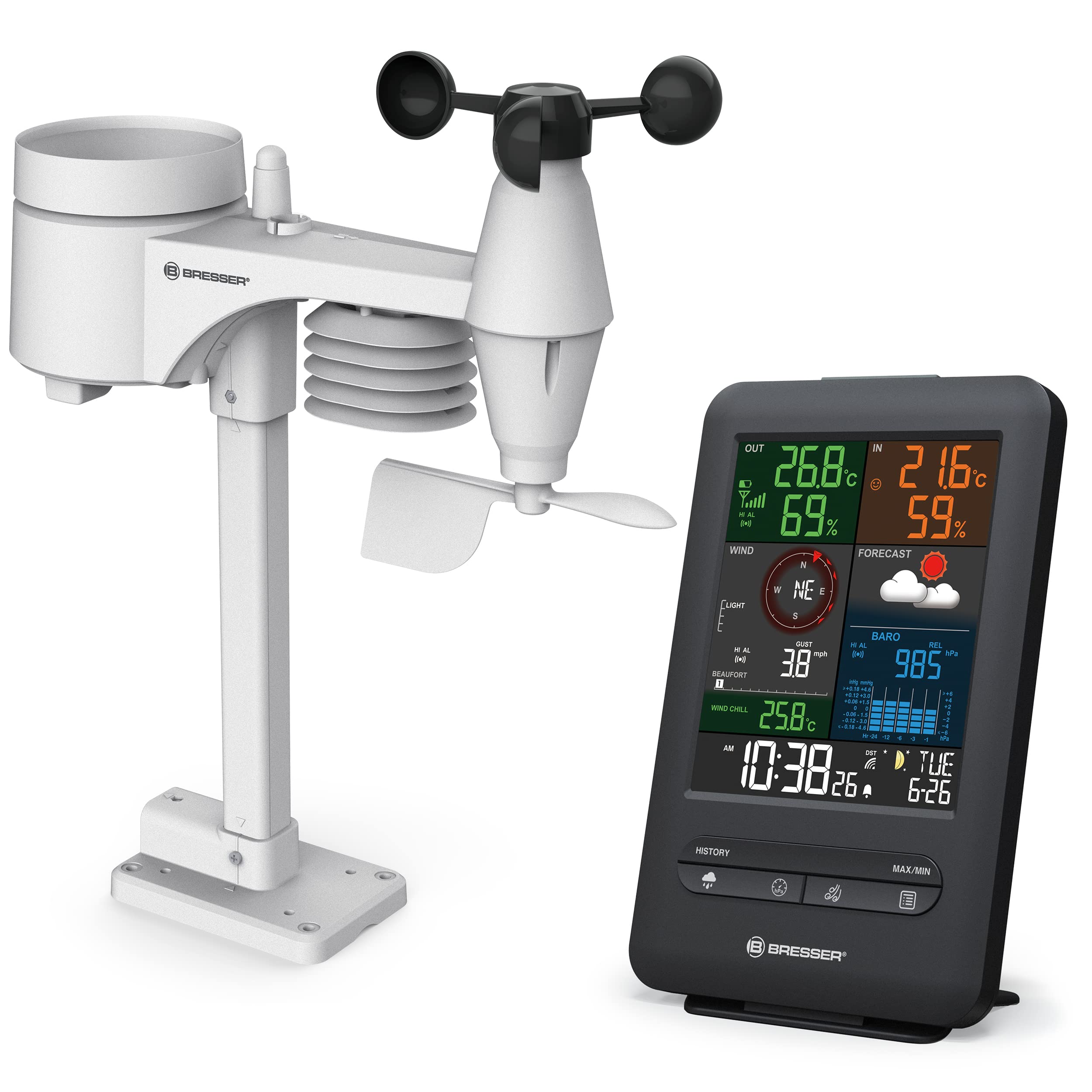 bresser-beaufort-station-m-t-o-5-en-1-avec-capteur-ext-rieur-vent-et-pr-cipitati image 1