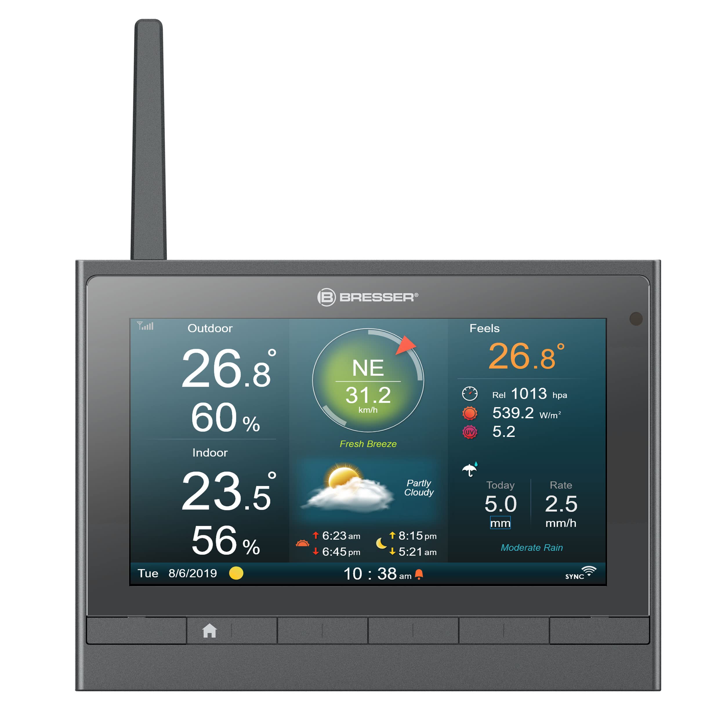 bresser-meteochamp-hd-centrale-m-t-o-wifi-7-en-1-led-cran-couleur-17-8-cm-capteu image 4