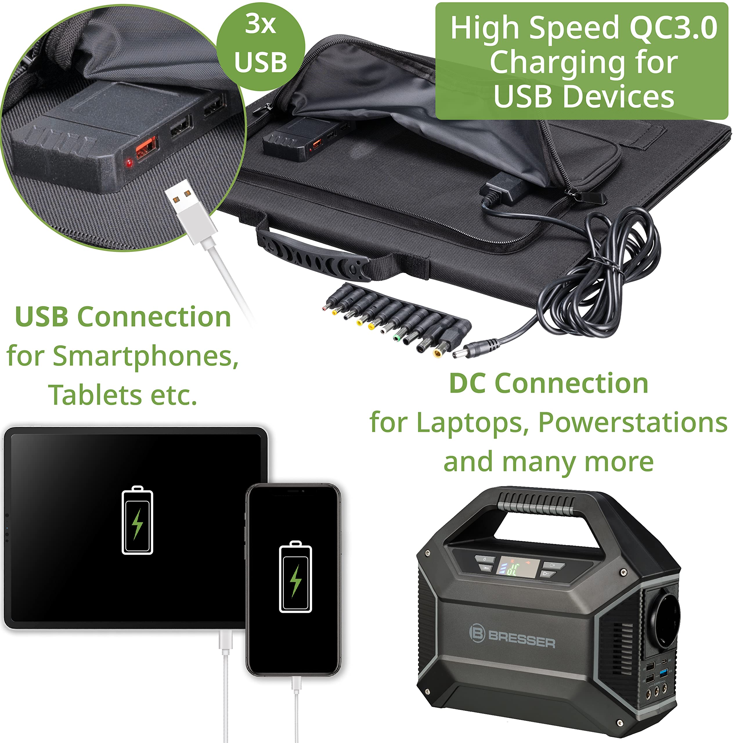 bresser-chargeur-solaire-60-w-1x-cc-3x-usb-a-dont-qc-3-0-pliable image 3