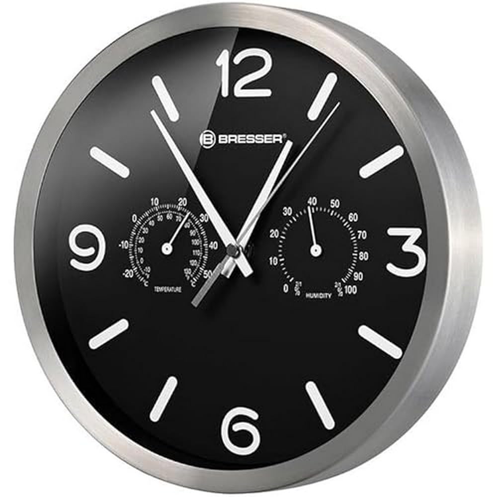bresser-mytime-nd-horloge-murale-radio-pilot-e-thermo-hygro-inox-noir image 1