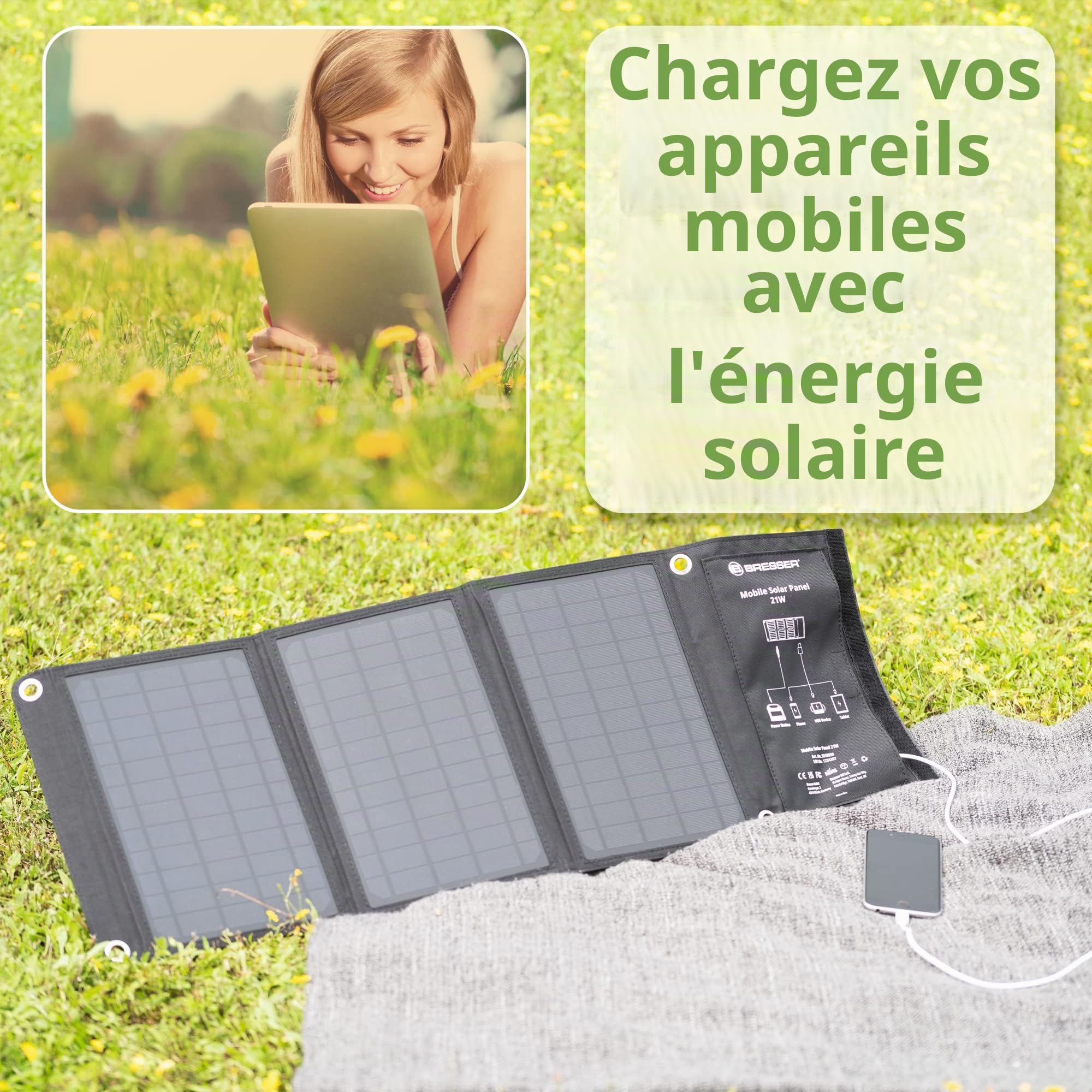 bresser-chargeur-solaire-portable-pliable-21-w-solarix-avec-usb-a-et-sortie-dc image 4